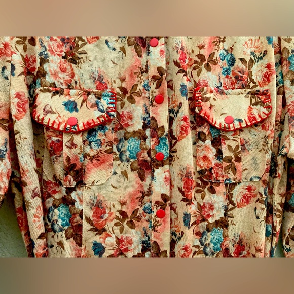 Nick And Mo Floral Shirt Dress Belted 3/4 Sleeve With Pockets Fall Colors XL - Picture 2 of 15